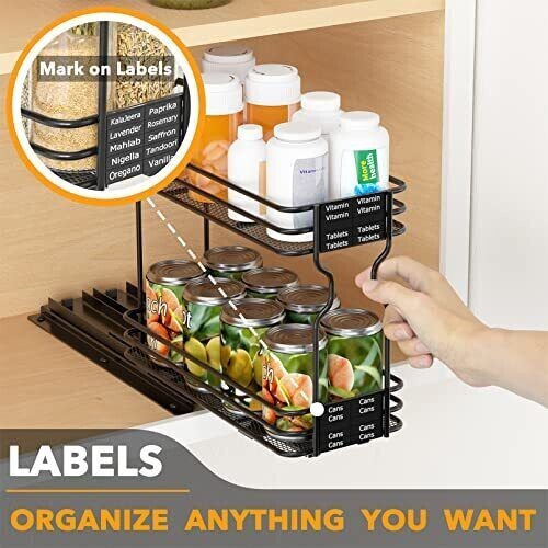SpaceAid Pull Out Spice Rack Organizer for Heavy Duty Slide Out