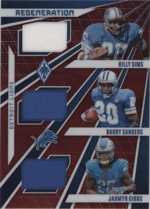 2023 Panini Phoenix Barry Sanders Billy Sims Jahmyr Gibbs #REG-3
