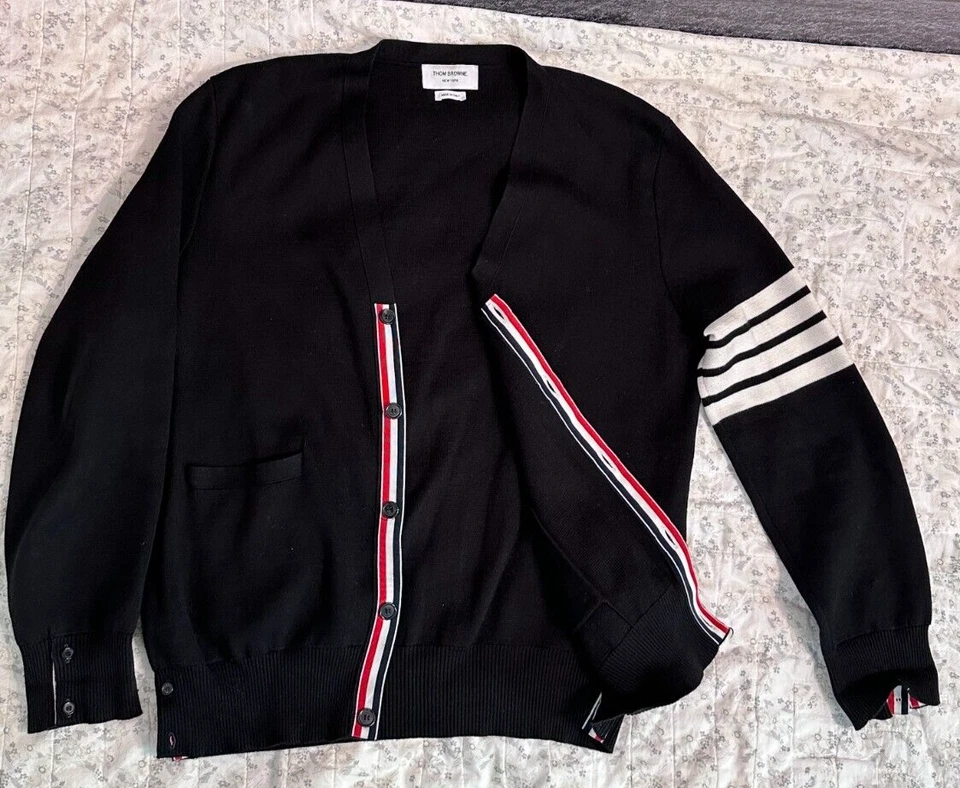 Роскошный мужской кардиган Thom Browne редкий черный! 100% подлинный распродано размер 4 - Изображение 4 из 4