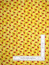 Ladybug Fabric Red Lady Bugs White Hearts Yellow Cotton Traditions By The Yard