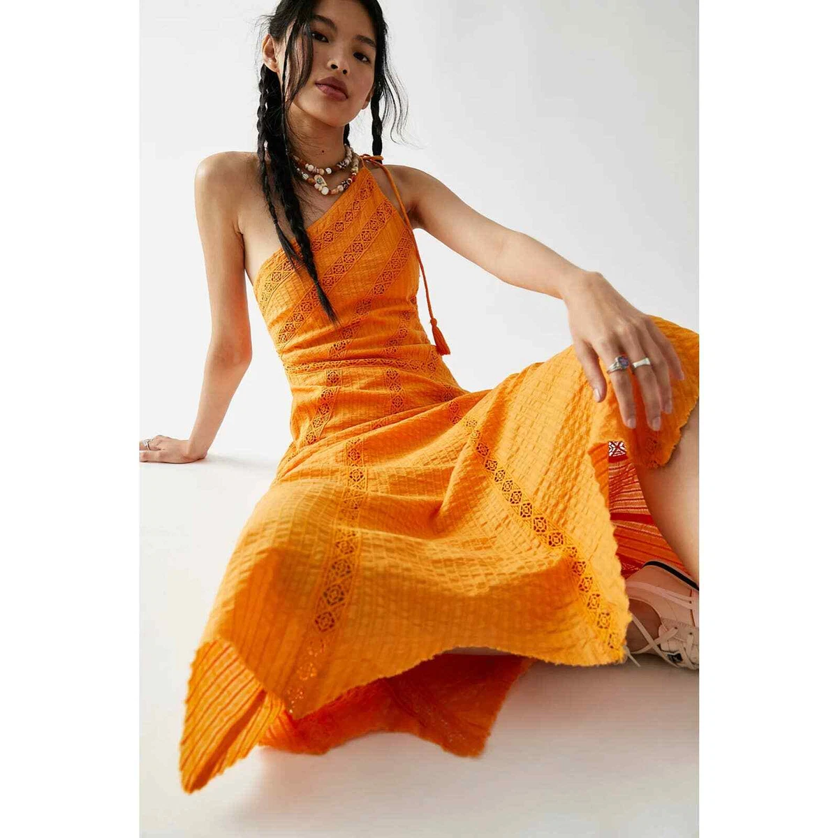 Free People Womens Bella Maxi Dress Orange Size M | eBay
