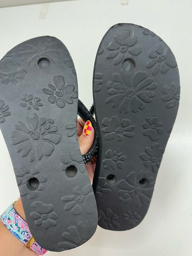 Unbranded Womens Sandals Size Unknown Black Flip Flops Beaded Thong Foam Base - Picture 3 of 10