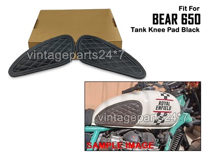 Passend für Royal Enfield Bear 650 Leder Tank Kniepolster Schwarz D6