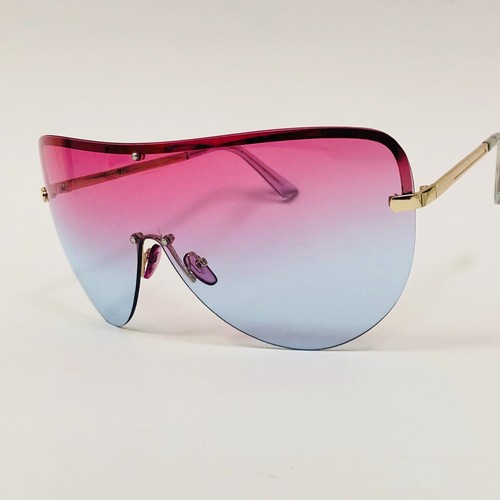 Oversize XL Huge Big Rimless Shield Black Brown Pink Blue Metal Frame Sunglasses - Afbeelding 2 van 35