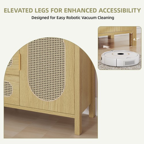 3 Drawers Chest of Drawer Dresser 63" Cabinet 4 Shelves Storage Enclosure Door - Picture 4 of 11