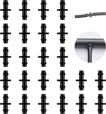 200PCS Barbed Connectors for 1/4 Inch Drip Tubing, Black Coupling Fitting