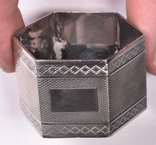 Sheffield Sterling E. Viners Napkin Ring 1940 No Mono Hexagon