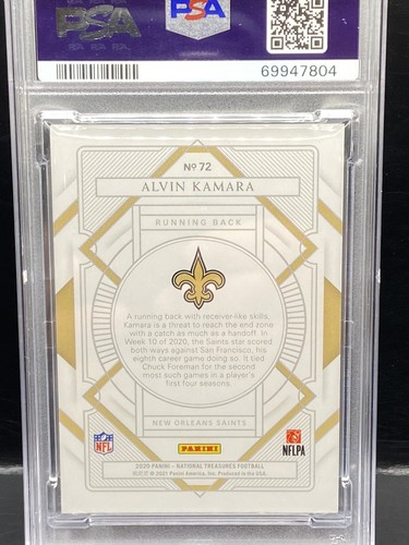 ALVIN KAMARA 2020 PANINI NATIONAL TREASURES HOLO SILVER 20/25 # 72 PSA 9 - Picture 2 of 2
