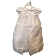 Christening Dress With Hat Set Baby Girl 6-9 Months White Floral Embroidered