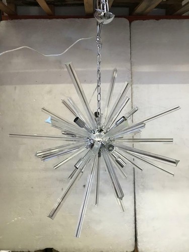 Italian Murano Glass Chrome Metal Frame Sputnik Chandelier - Picture 2 of 7