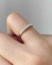 1 Ct Round Lab-created Diamond Eternity Engagement Ring 14k Yellow Gold Plated