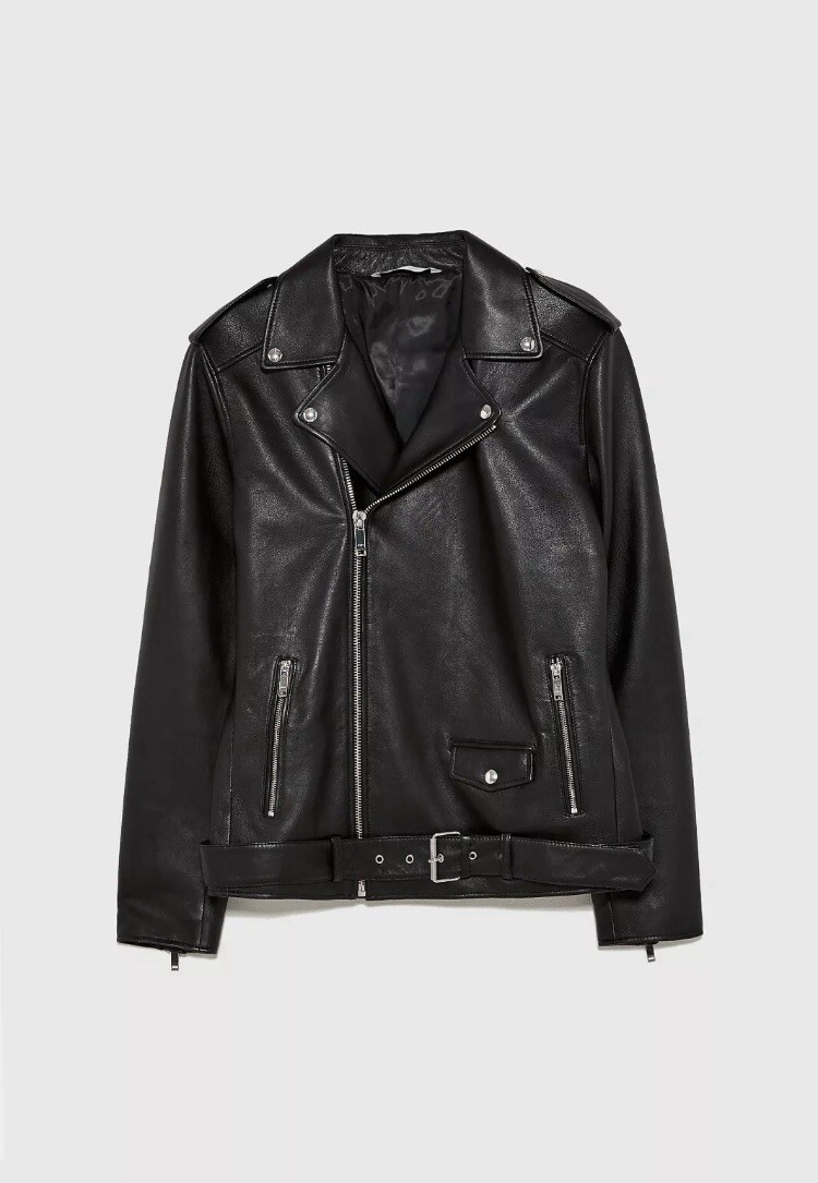 ZARA Men's Genuine Leather Black Moto Jacket. NWOT. Size ZARA Men's Genuine Leather Black Moto Jacket. NWOT. Size