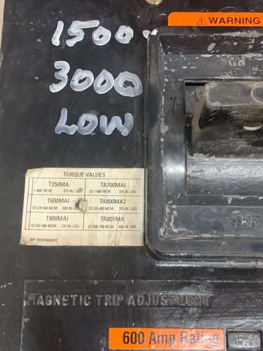 WESTINGHOUSE 800AMP HMAM FRAME MINING CIRCUIT BREAKER 1264C99G03 & 600AMP TRIP - Picture 4 of 12