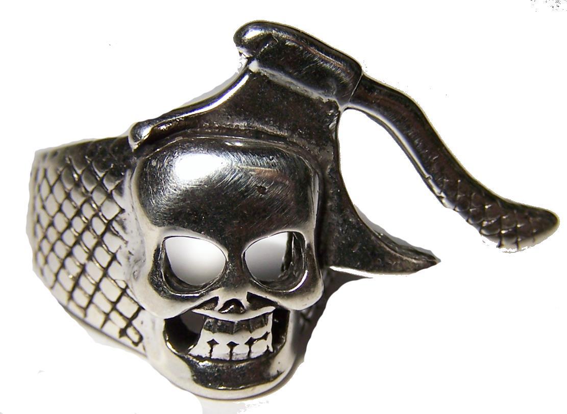 Quality SKULL HEAD WITH HATCHET AXE RING #19 jewelry unisex MENS