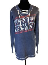 Majestic Women  s M Sweatshirt NFL Houston Texans Blue Tie Neck Top