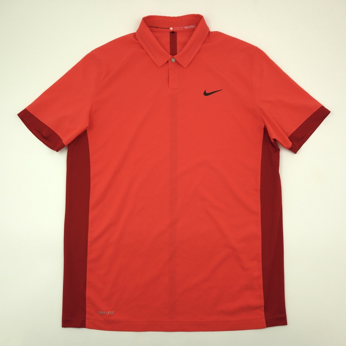 Nike Tiger Woods Elite Cool Mens Large Red Short Sleeve Polo Shirt 639818  EUC