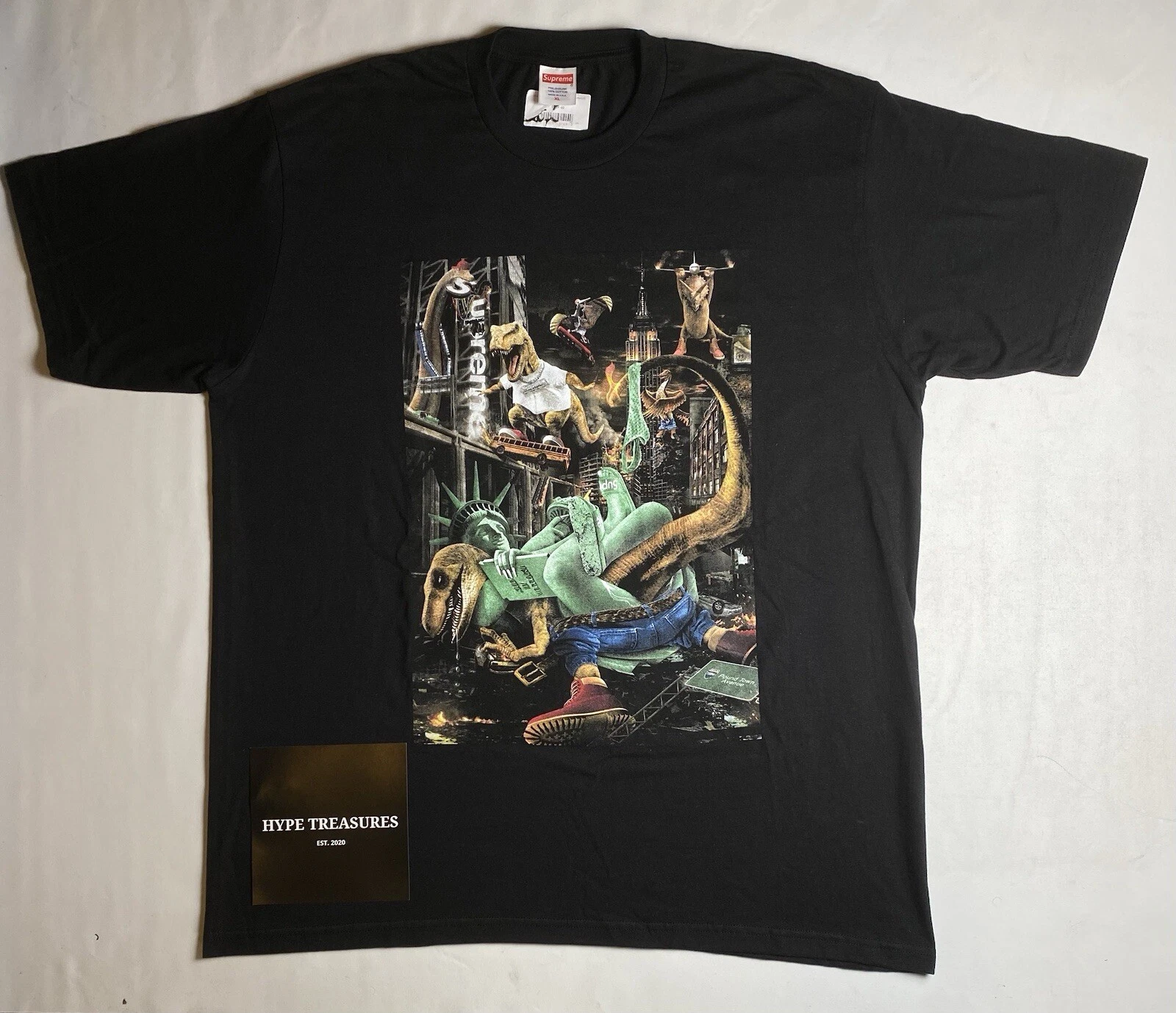 NEUF T SHIRT SUPREME T REX NOIR XL SS23 NEUF LIVRAISON RAPIDE 100 % AUTHENTIQUE
