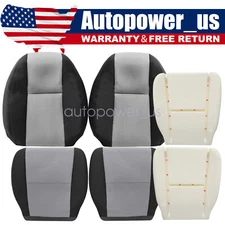 For 2007-2014 Chevy Silverado 1500 Front Bottom-Top Gray Cloth Seat Cover & Foam