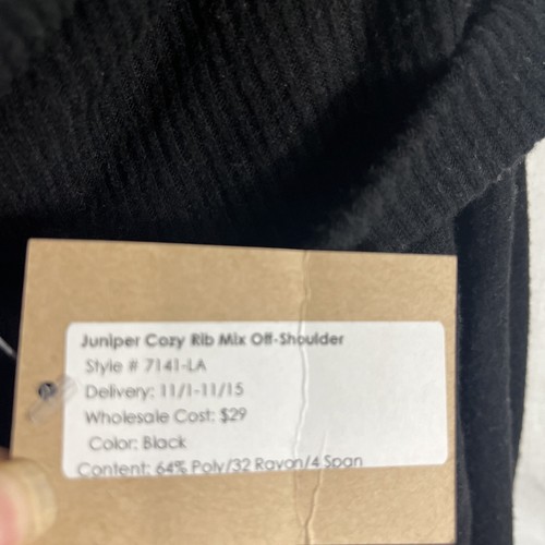 Project social T Juniper Cozy Off The Shoulder Ribbed Sweater NWT Black Soft - Picture 7 of 9