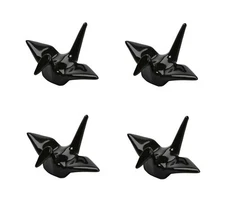 JapanBargain Set of 4 Black Porcelain Chopstick Rest Origami Crane Shape 4814