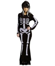 Skeleton Halloween Costume 2/8 Black White Lace Maxi Dress Gown Party Womens