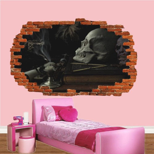 Scary Halloween Gothic Skull Ghost Wall Stickers Art 3D Poster Decal Murals RE0 - Picture 2 of 3