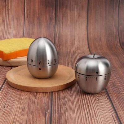 Mechanical Egg Shaped Timer Cooking Timer Alarm 60 Minutes Stainless Steel Timer - image 1 of 4