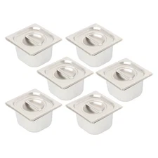 Stackable 1/6 Size Hotel Pans, 4" Deep Stainless Steel Food Containers with Lids