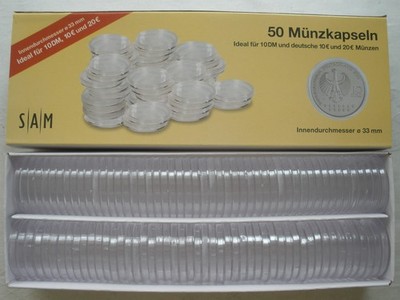 50 Stück Münzkapseln für 10 DM-/10 Euro-/20 Euro-Münzen, kostenloser Versand