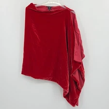 Eileen Fisher Poncho Top Womens One Size Red Velvet Old Money Holiday Christmas