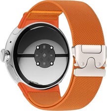 Nylon Strap Compatible with Google Pixel Watch 4 45mm Adjustable Orange