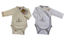 Baby Wickelbody mit Strichen Sprüchen I♥️Mama, I♥️Papa Größe 50-62