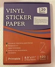 Vinyl Sticker Paper, 120 Sheets Printable Clear Sticker Paper for Inkjet Printer