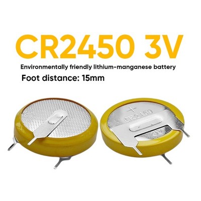 Batterie Coin Cell Printanschluss CR2450 15mm 3V Pinabstand Knopfzelle 3-polig