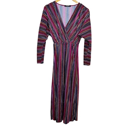 NEW Anthropologie Burgundy CAARA Gillian Pleated Midi Retro Striped Dress Small - Picture 2 of 11