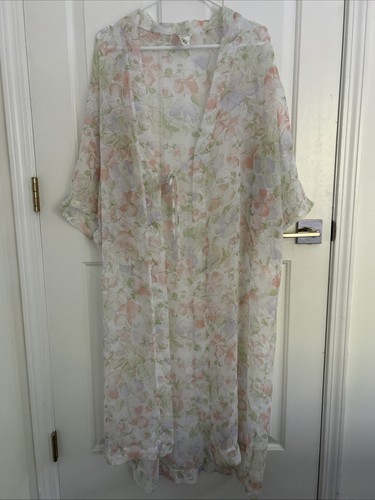 Vintage Eve Stillman Sheer Floral Robe Medium