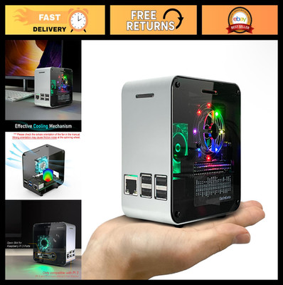 Mini Tower Case for Raspberry Pi 3 - Aluminum, Cooling Fan & Color Changing Ligh
