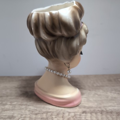 Vintage RUBENS Grace Kelly Ash Blonde Ceramic Woman's. Japan. 6-1/2" Pink Pearls - Picture 6 of 12