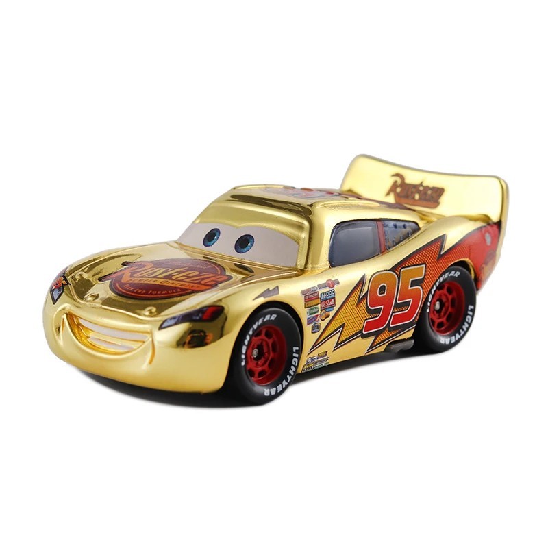 Disney Pixar Cars Cars1 Gold Metallic Lightning Mcqueen 1:55 Diecast Model Gifts