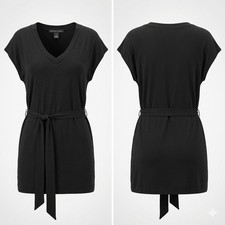 Victoria's Secret Women Dress Lounge Tie Waist S Black Modal V-Neck 248433-093