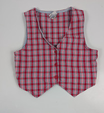 Vtg 90  s Oshkosh B Gosh Plaid Vest 100 Cotton USA Made Kids Size 6X Red Pink