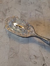 Victorian Ornate Child's Silver Plated Heavy Vanity Hair Brush 6.5"