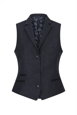 Damen Schwarze Tweed-Weste Maßgeschneidert Slim Vintage Wollmix-Anzugweste - Bild 1 von 4