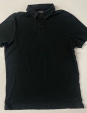 Banana Republic Men's Luxe Performance Polo Shirt BLACK Cotton LARGE Short Sleev