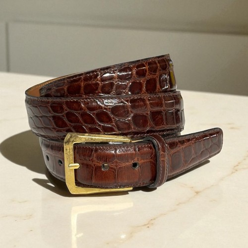 Trafalgar Handfinished American Alligator Brown Belt Louisiana Hunt 1998 Size 38