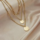 Collier en acier inoxydable bijoux femme pendentif pièces