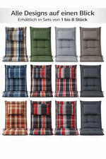 Auflage Hochlehner Polster Auflagen Kissen Sitzkissen Auflage Gartenstuhl Set UV