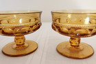Thumbprint Indiana Kings Crown Amber Color  Pair of 2 Desert/Ice Cream/Fruit Cup