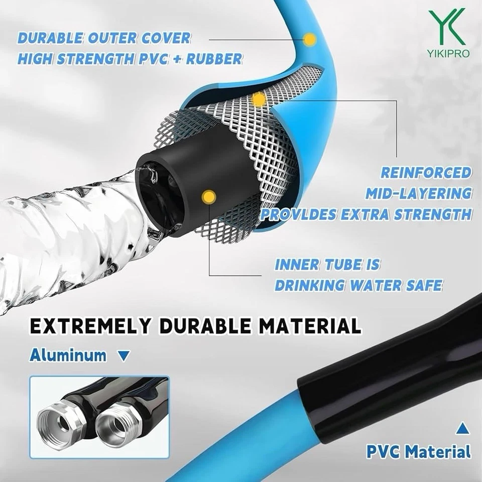 "Manguera de jardín 100 pies X 5/8"" manguera de agua resistente caliente/frío, -40 ° F a 150 ° F" Foto 3 de 4