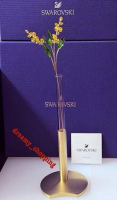 NIB Swarovski Garden Tales Mimosa Crystal Figurine With Vase #5619230/#5557808